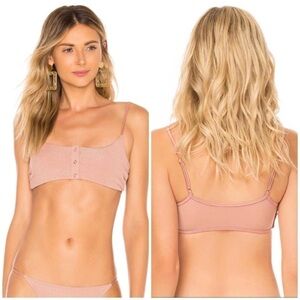 TORI Praver Swimwear Rose Gold Ribbed Loria Bikini Top